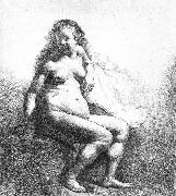 REMBRANDT Harmenszoon van Rijn Seated female nude USA oil painting artist